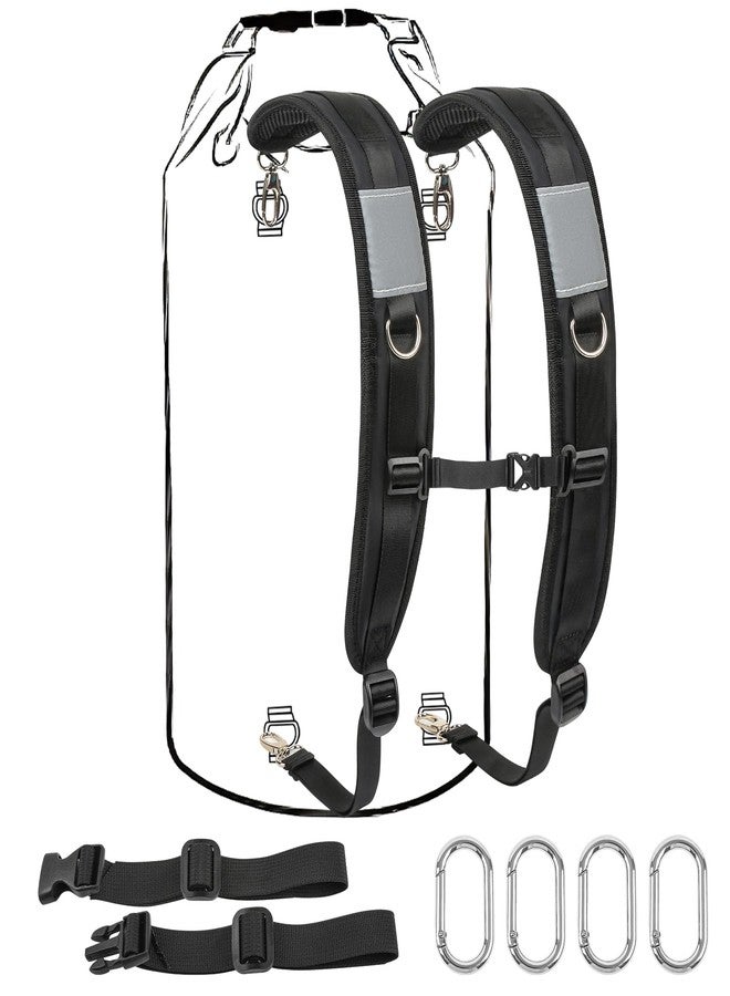 BShasrlim Backpack Straps with Metal Clips, adjustable Padded shoulder straps for Dry bags Replacement,with spare metal clips and spare Chest Belt for Dry Bag，Backpack,beach chair etc(Black) - Image 1